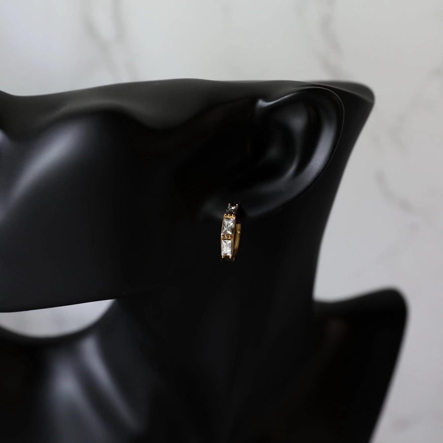 White Baguette Hoop Earrings