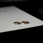 White Baguette Hoop Earrings
