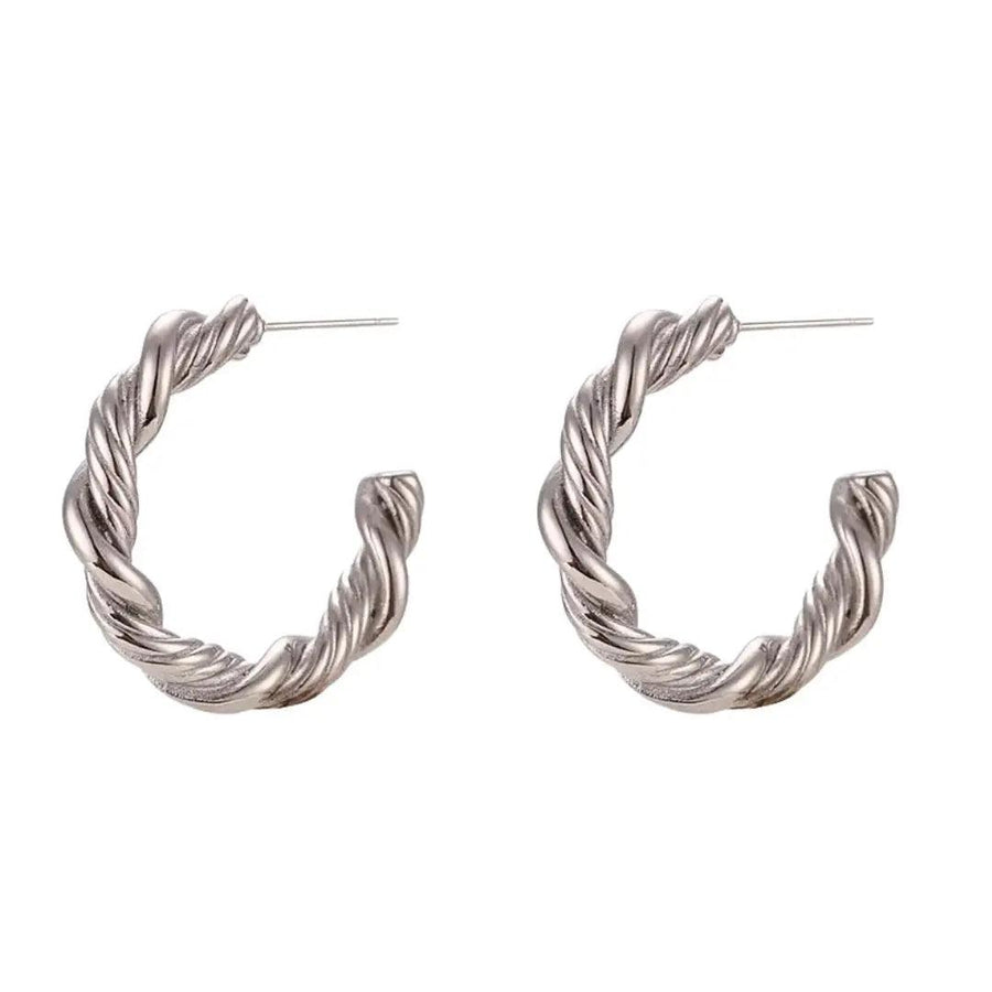 XL Twist Hoop Earrings - Silver