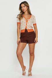 Print Knit Top Short Sleeve