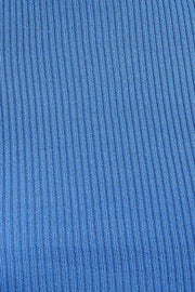 Blue Round Neck Rib Knit Tank Top