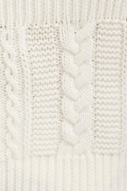 White Cable Crop Knit Top