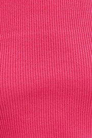 Pink Knit Top Crop Sleeveless Round Neck
