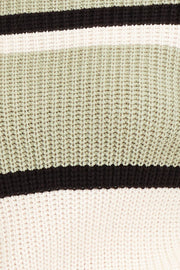 Stripe Knit Top Long Sleeve Crop