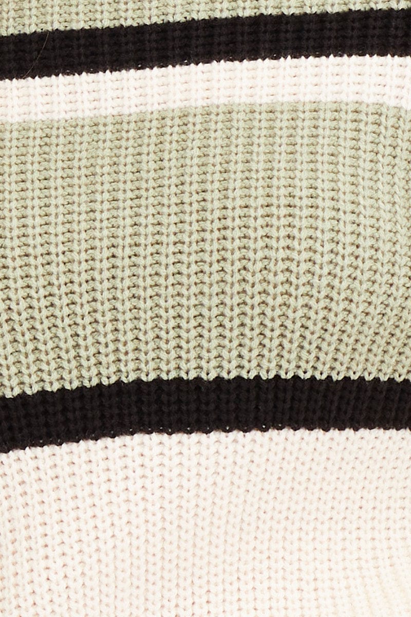 Stripe Knit Top Long Sleeve Crop