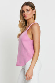 Pink Knit Top V-Neck