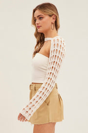 White Crochet Knit Top