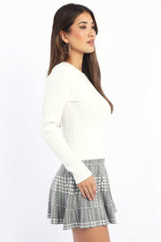 White Cable Knit Top Long Sleeve