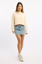 White Chenille Knit Jumper Long Sleeve