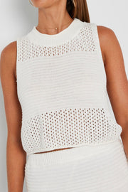 White Crochet Knit Tank Top