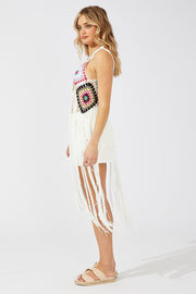 White Crochet Knit Top Tassel