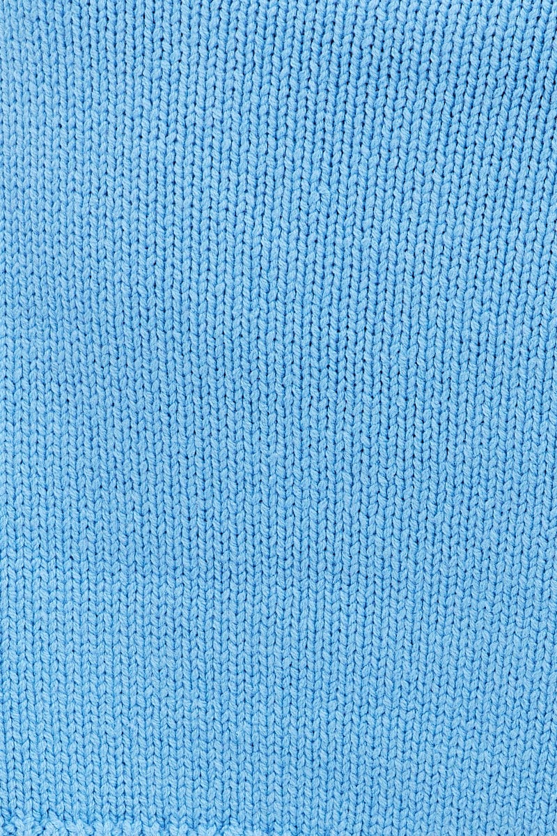 Blue Cable Knit Jumper Turtle Neck