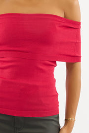 Red Bardot Knit Top Short Sleeve