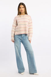 Pink Stripe Knit Jumper Long Sleeve Multi Stripe