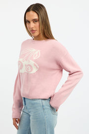 Pink Cherry Knit Top Long Sleeve