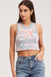 Print Knit Top Sleeveless Crop