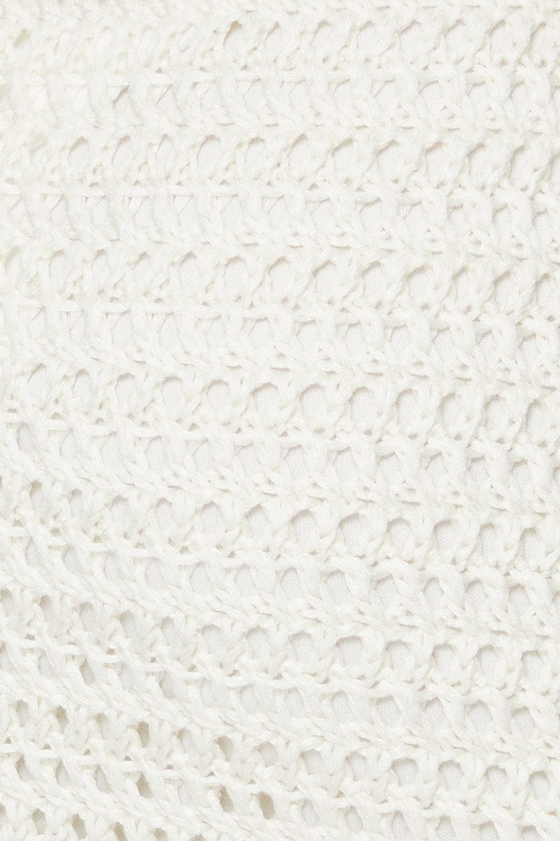 White Knit Top Crop Crochet