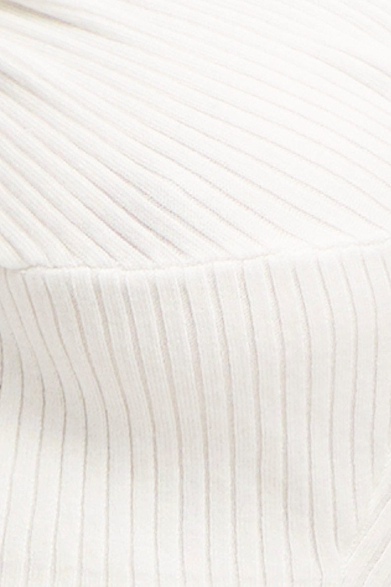 White Knit Top Sleeveless Crop Halter