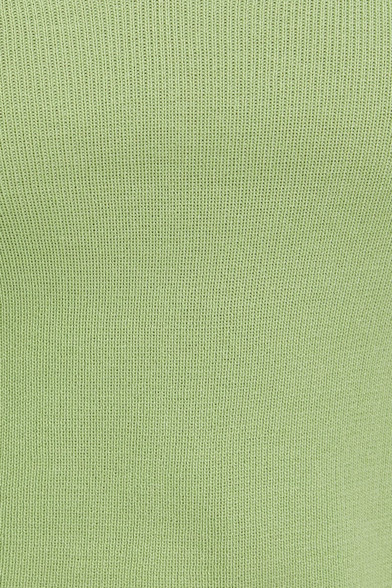 Green Notched Neck Knit Top